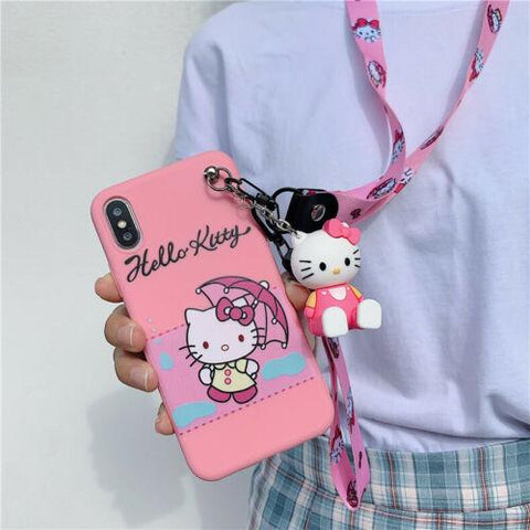 Case Cover for iPhone 13 12 11 Pro XS Max 7 8 Cute Hello kitty Doll Strap Holder-PA00158-Veeddydropshipping Case Cover for iPhone 13 12 11 Pro XS Max 7 8 Cute Hello kitty Doll Strap Holder-PA00158-Veeddydropshipping