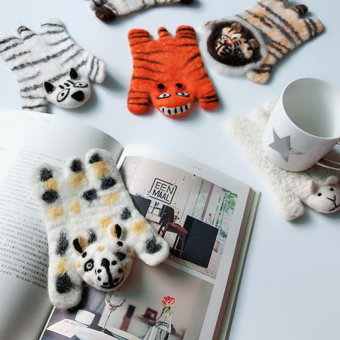 HoneyCherry Cute Animal Wool Felt Coaster Cartoon Shape Table-TB00794-Veeddydropshipping HoneyCherry Cute Animal Wool Felt Coaster Cartoon Shape Table-TB00794-Veeddydropshipping