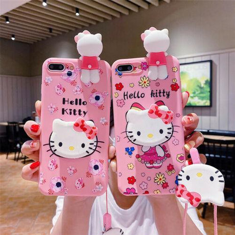 Case Cover for iPhone 13 12 11 Pro XS Max 7 8 Cute Hello kitty Doll Strap Holder-PA00158-Veeddydropshipping Case Cover for iPhone 13 12 11 Pro XS Max 7 8 Cute Hello kitty Doll Strap Holder-PA00158-Veeddydropshipping