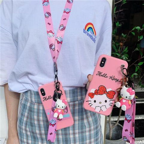 Case Cover for iPhone 13 12 11 Pro XS Max 7 8 Cute Hello kitty Doll Strap Holder-PA00158-Veeddydropshipping Case Cover for iPhone 13 12 11 Pro XS Max 7 8 Cute Hello kitty Doll Strap Holder-PA00158-Veeddydropshipping