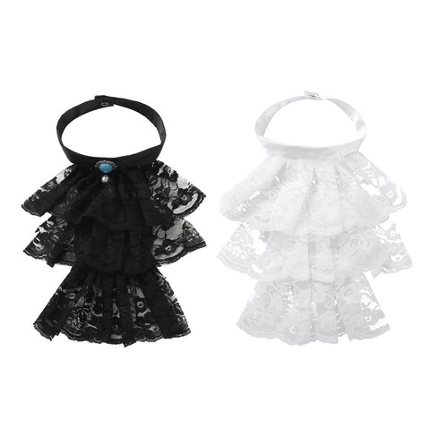 Womens Victorian Ruffled Lace Neck Collar-WF01256-Veeddydropshipping Womens Victorian Ruffled Lace Neck Collar-WF01256-Veeddydropshipping
