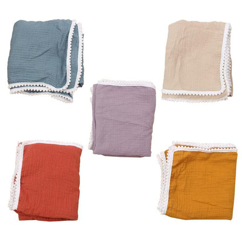 Baby Tassel Swaddle Wrap Cotton Double Gauze Receiving Blanket-TB00783-Veeddydropshipping Baby Tassel Swaddle Wrap Cotton Double Gauze Receiving Blanket-TB00783-Veeddydropshipping