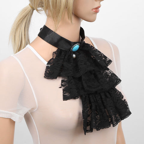 Womens Victorian Ruffled Lace Neck Collar-WF01256-Veeddydropshipping Womens Victorian Ruffled Lace Neck Collar-WF01256-Veeddydropshipping