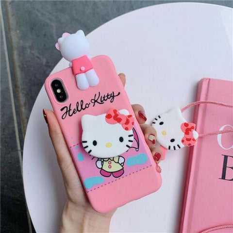 Case Cover for iPhone 13 12 11 Pro XS Max 7 8 Cute Hello kitty Doll Strap Holder-PA00158-Veeddydropshipping Case Cover for iPhone 13 12 11 Pro XS Max 7 8 Cute Hello kitty Doll Strap Holder-PA00158-Veeddydropshipping