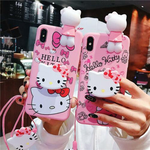 Case Cover for iPhone 13 12 11 Pro XS Max 7 8 Cute Hello kitty Doll Strap Holder-PA00158-Veeddydropshipping Case Cover for iPhone 13 12 11 Pro XS Max 7 8 Cute Hello kitty Doll Strap Holder-PA00158-Veeddydropshipping