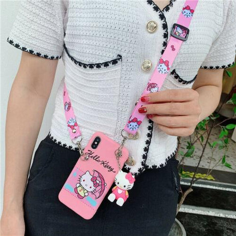 Case Cover for iPhone 13 12 11 Pro XS Max 7 8 Cute Hello kitty Doll Strap Holder-PA00158-Veeddydropshipping Case Cover for iPhone 13 12 11 Pro XS Max 7 8 Cute Hello kitty Doll Strap Holder-PA00158-Veeddydropshipping