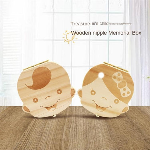 Wooden Baby Kids Tooth Storage Box English/Spanish/French/Russian/Italian-TB00793-Veeddydropshipping Wooden Baby Kids Tooth Storage Box English/Spanish/French/Russian/Italian-TB00793-Veeddydropshipping