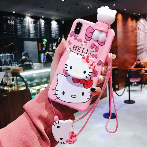 Case Cover for iPhone 13 12 11 Pro XS Max 7 8 Cute Hello kitty Doll Strap Holder-PA00158-Veeddydropshipping Case Cover for iPhone 13 12 11 Pro XS Max 7 8 Cute Hello kitty Doll Strap Holder-PA00158-Veeddydropshipping