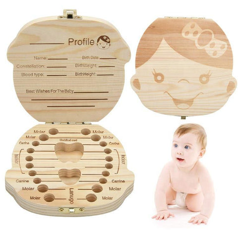Wooden Baby Kids Tooth Storage Box English/Spanish/French/Russian/Italian-TB00793-Veeddydropshipping Wooden Baby Kids Tooth Storage Box English/Spanish/French/Russian/Italian-TB00793-Veeddydropshipping