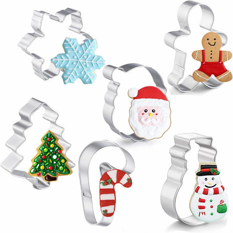       6PcsStainlessSteelChristmasCookieMouldsChristmasTreeSnowman-Veeddydropshipping-10