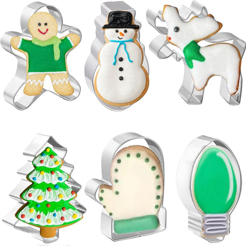       6PcsStainlessSteelChristmasCookieMouldsChristmasTreeSnowman-Veeddydropshipping-7