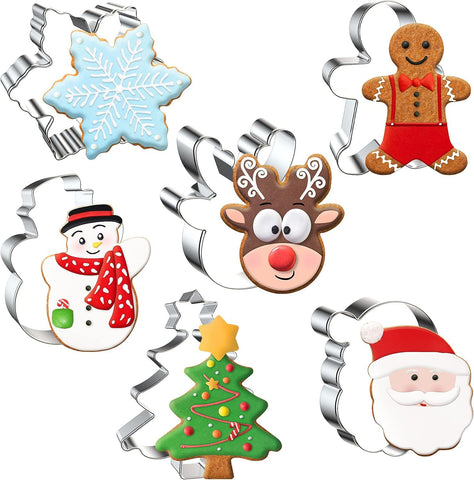       6PcsStainlessSteelChristmasCookieMouldsChristmasTreeSnowman-Veeddydropshipping-9