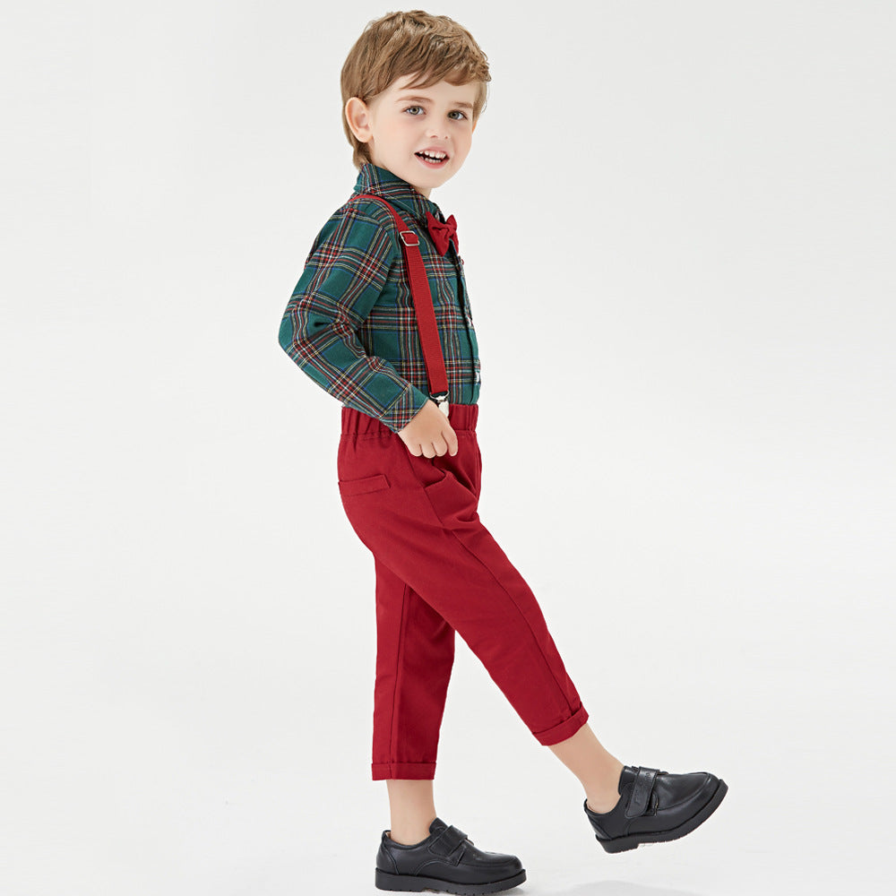    Boys_PlaidShirtBibTwoPieceChristmasClothingSet-Veeddydropshipping-5