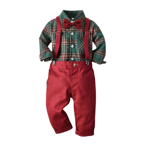    Boys_PlaidShirtBibTwoPieceChristmasClothingSet-Veeddydropshipping-6
