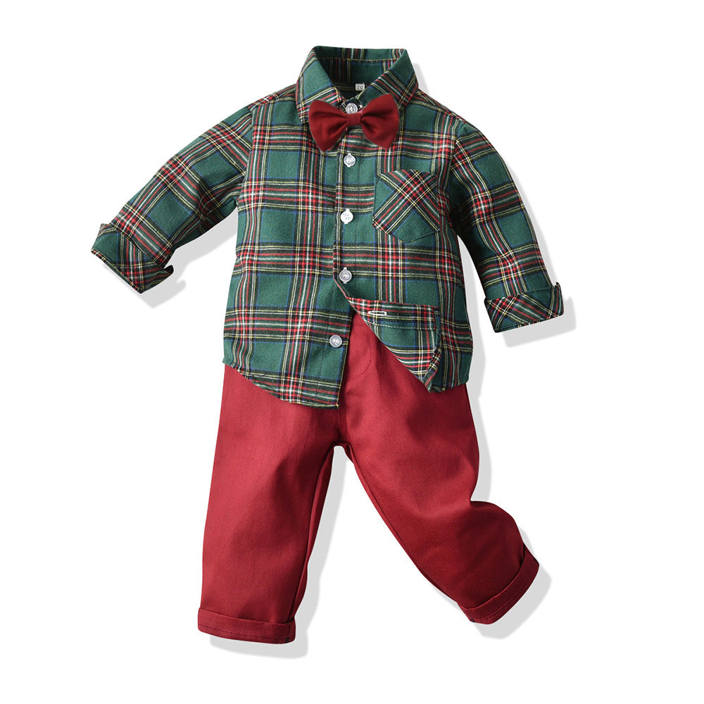    Boys_PlaidShirtBibTwoPieceChristmasClothingSet-Veeddydropshipping-8
