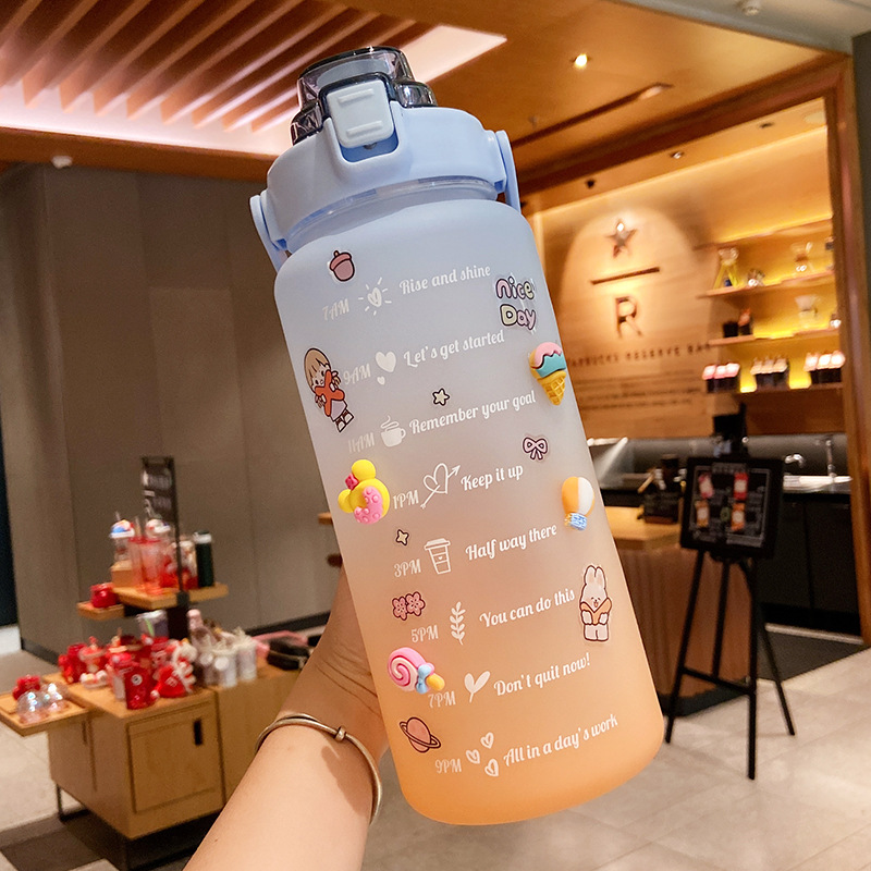 Camping Stickers Water Bottle With Straw 2000ml Cute Portable Scale Bottle-veeddydropshipping-2