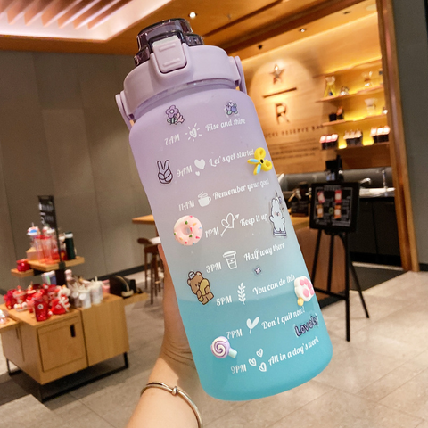 Camping Stickers Water Bottle With Straw 2000ml Cute Portable Scale Bottle-veeddydropshipping-4