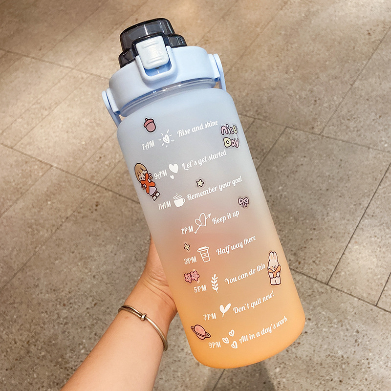 Camping Stickers Water Bottle With Straw 2000ml Cute Portable Scale Bottle-veeddydropshipping-6