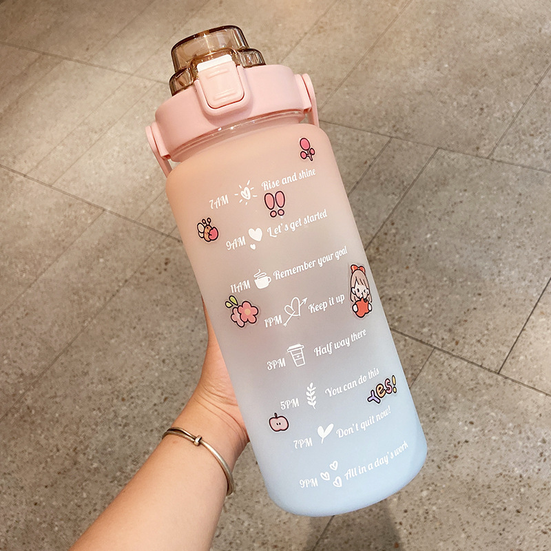 Camping Stickers Water Bottle With Straw 2000ml Cute Portable Scale Bottle-veeddydropshipping-7