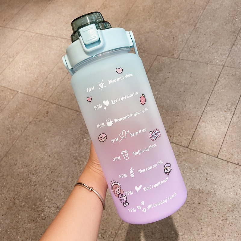 Camping Stickers Water Bottle With Straw 2000ml Cute Portable Scale Bottle-veeddydropshipping-8