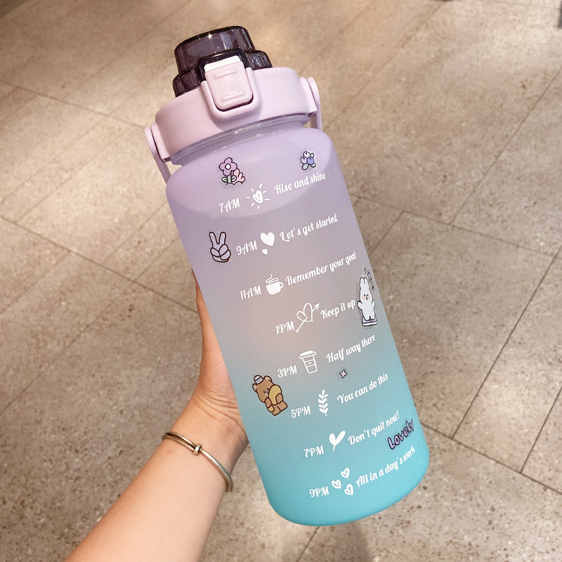Camping Stickers Water Bottle With Straw 2000ml Cute Portable Scale Bottle-veeddydropshipping-9