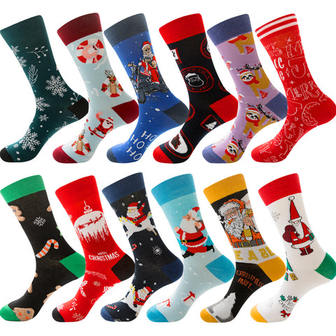 Christmas12ColoursSocksFatherChristmasSnowflakeSocks-Veeddydropshipping-1