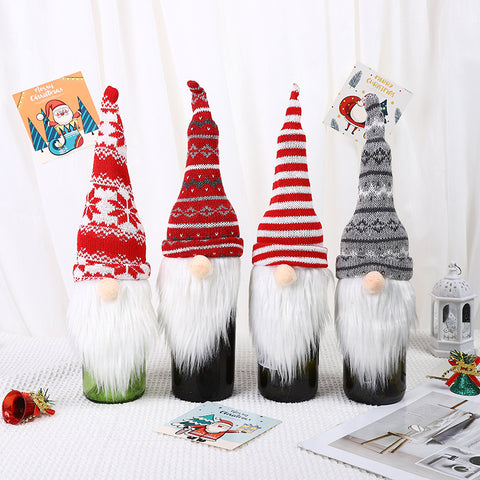       ChristmasDecorationFacelessOldManKnittedHatWineBottleCover-Veeddydropshipping-1