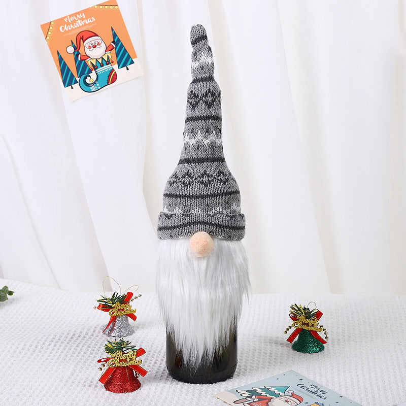    ChristmasDecorationFacelessOldManKnittedHatWineBottleCover-Veeddydropshipping-5