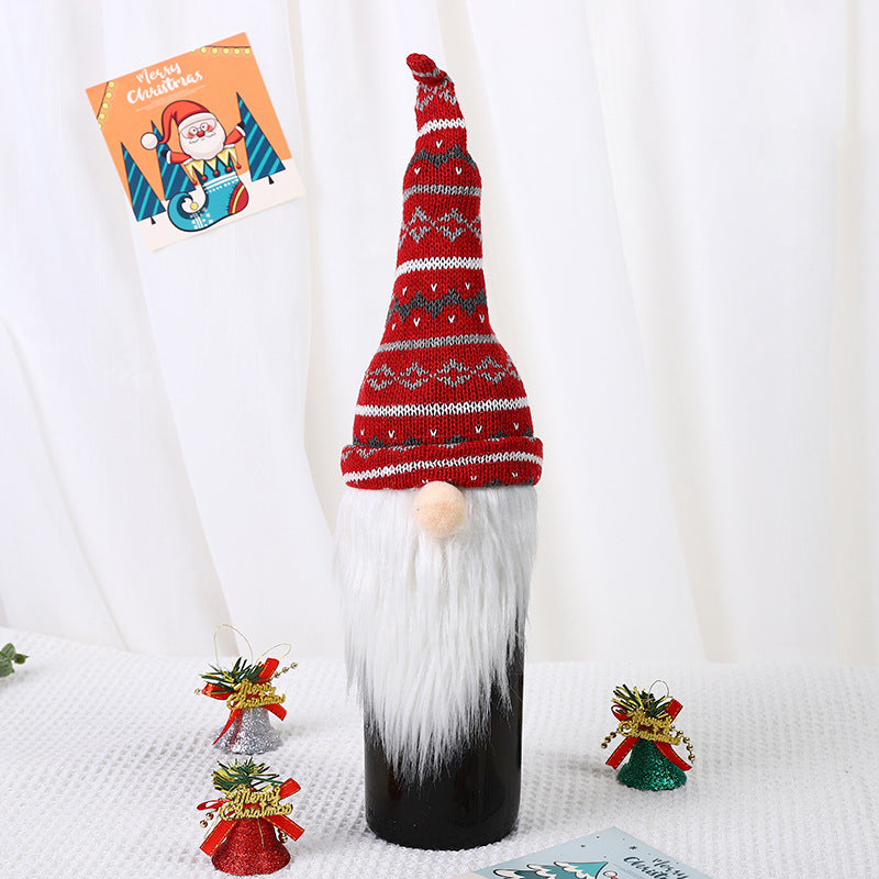       ChristmasDecorationFacelessOldManKnittedHatWineBottleCover-Veeddydropshipping-6