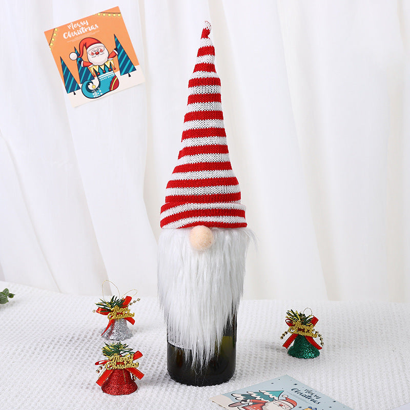    ChristmasDecorationFacelessOldManKnittedHatWineBottleCover-Veeddydropshipping-7
