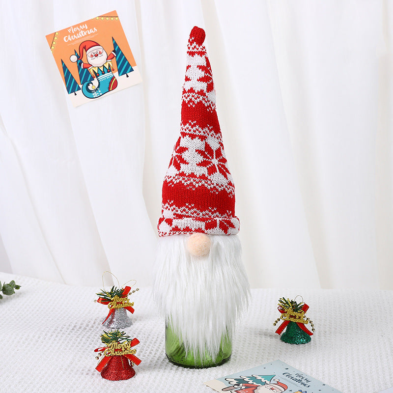       ChristmasDecorationFacelessOldManKnittedHatWineBottleCover-Veeddydropshipping-8