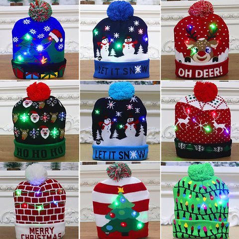 ChristmasDecorationSuppliesColourfulLuminousKnittedHatChristmasHat-Veeddydropshipping-1