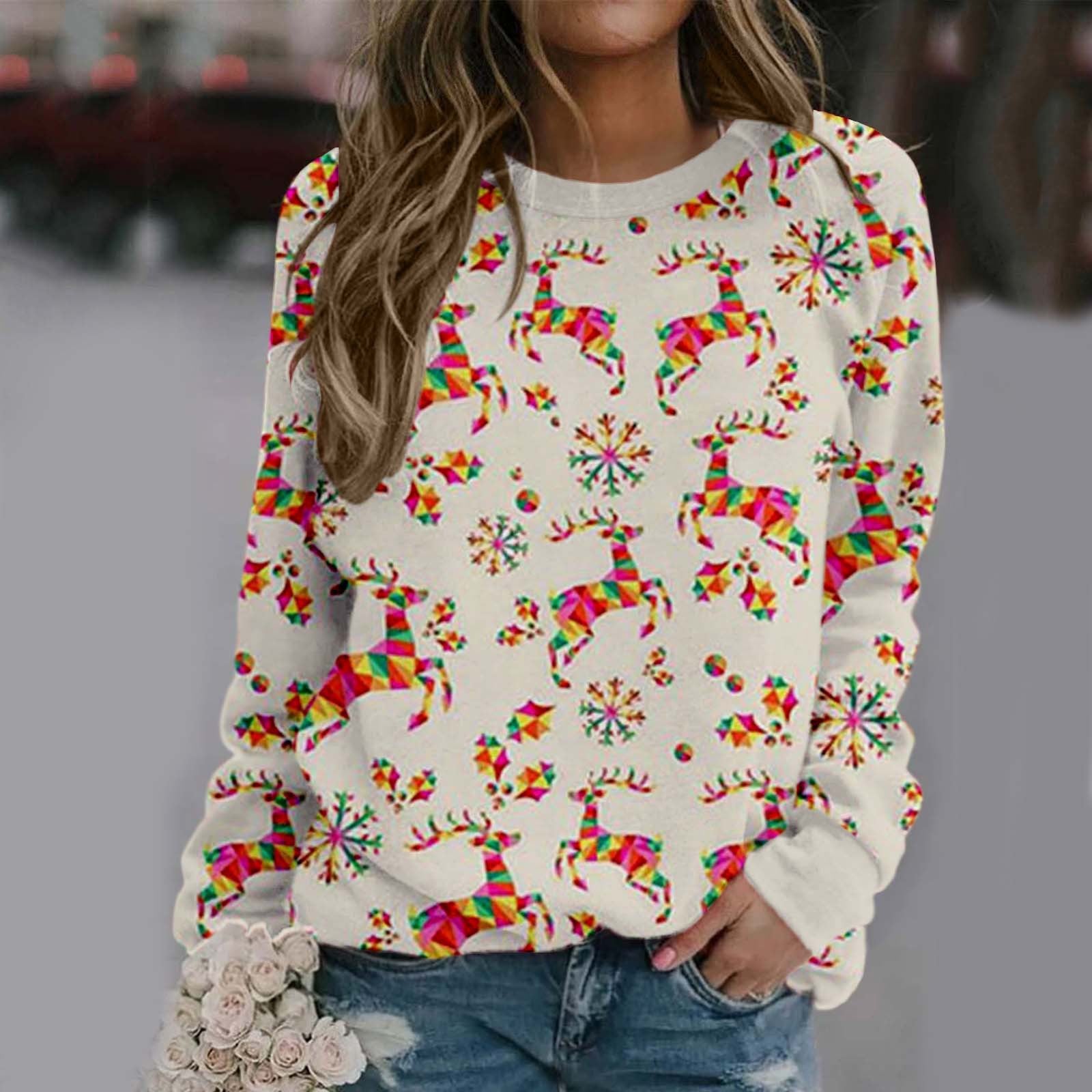    ChristmasElementPrintedSimpleLongSleeveStreetTop-Veeddydropshipping-2
