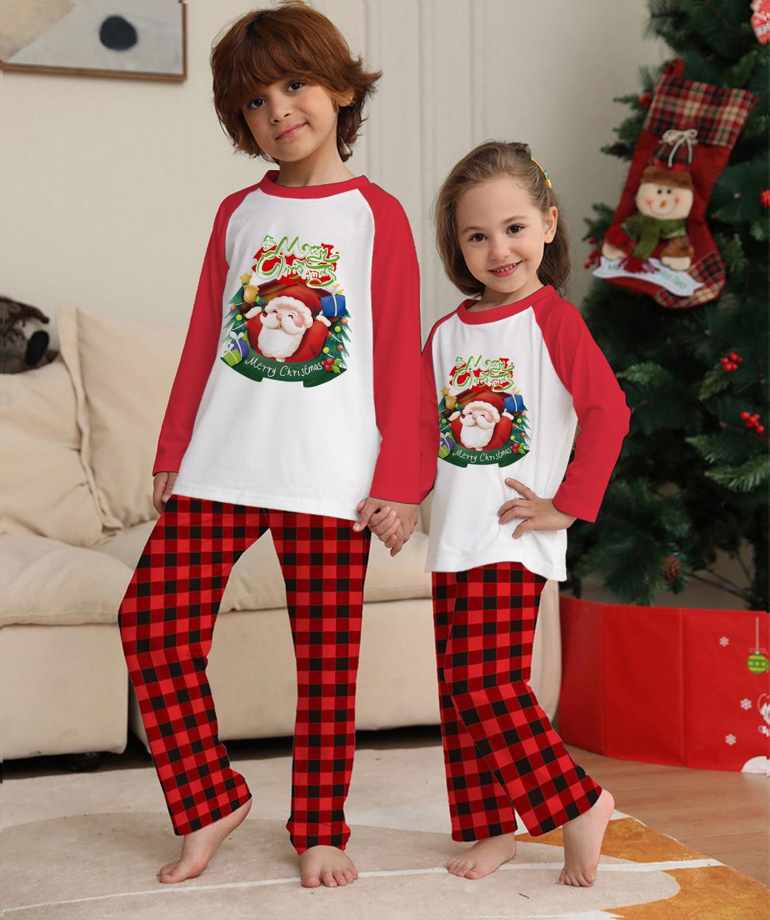    ChristmasParent-ChildSetCartoonPlaidPrintLongSleeveSet-Veeddydropshipping-2