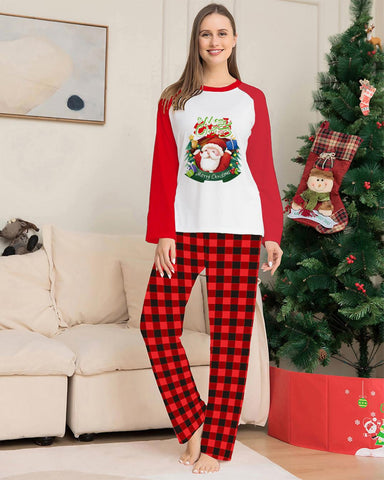    ChristmasParent-ChildSetCartoonPlaidPrintLongSleeveSet-Veeddydropshipping-3