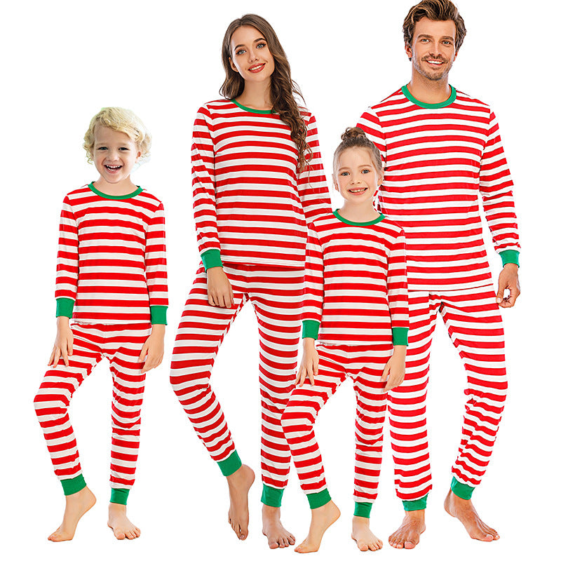    ChristmasStripeBottomedCasualHomewearPajamaSet-Veeddydropshipping-1