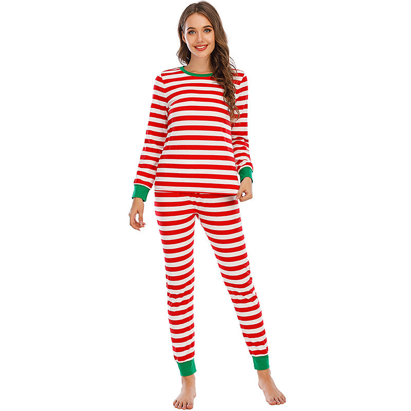    ChristmasStripeBottomedCasualHomewearPajamaSet-Veeddydropshipping-2