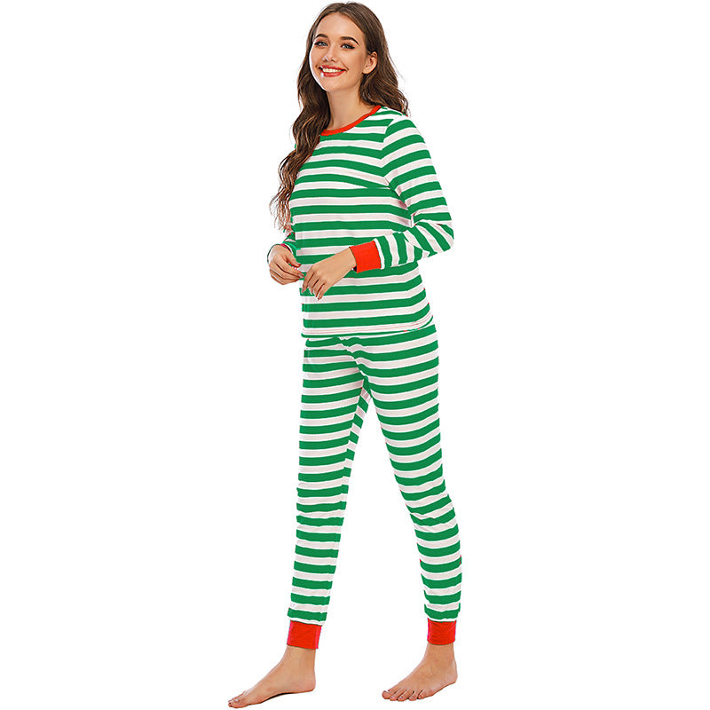    ChristmasStripeBottomedCasualHomewearPajamaSet-Veeddydropshipping-3