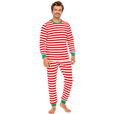    ChristmasStripeBottomedCasualHomewearPajamaSet-Veeddydropshipping-4