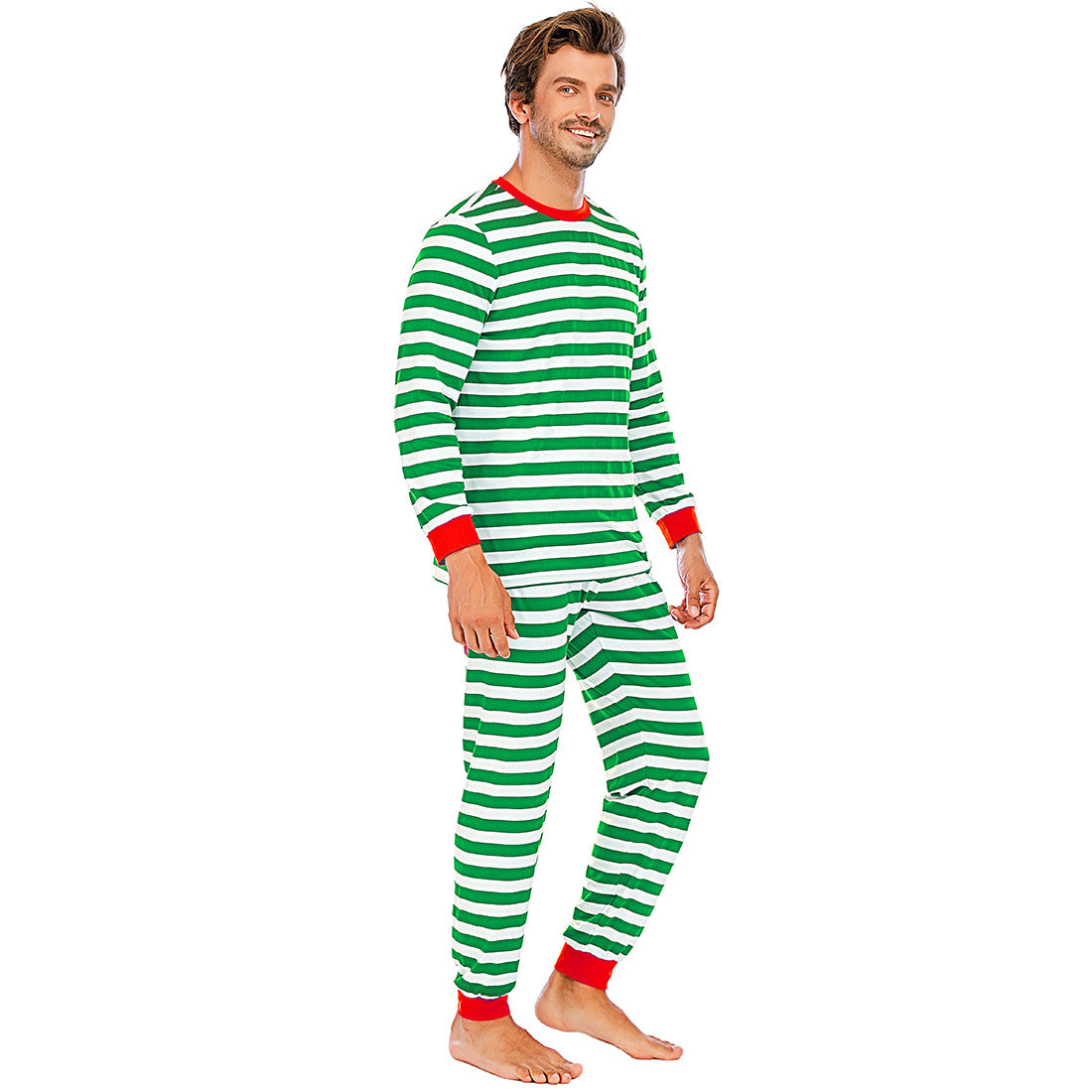    ChristmasStripeBottomedCasualHomewearPajamaSet-Veeddydropshipping-8