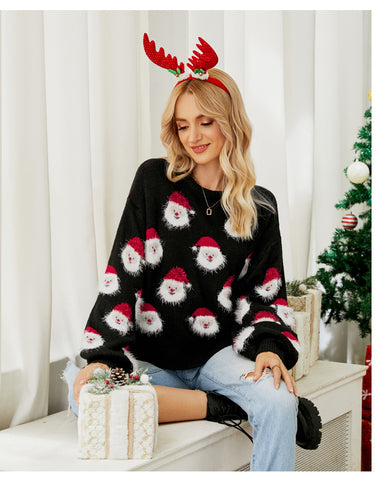    ChristmasSweaterWomenSantaPrintKnitSweaterWinterTops-Veeddydropshipping-8