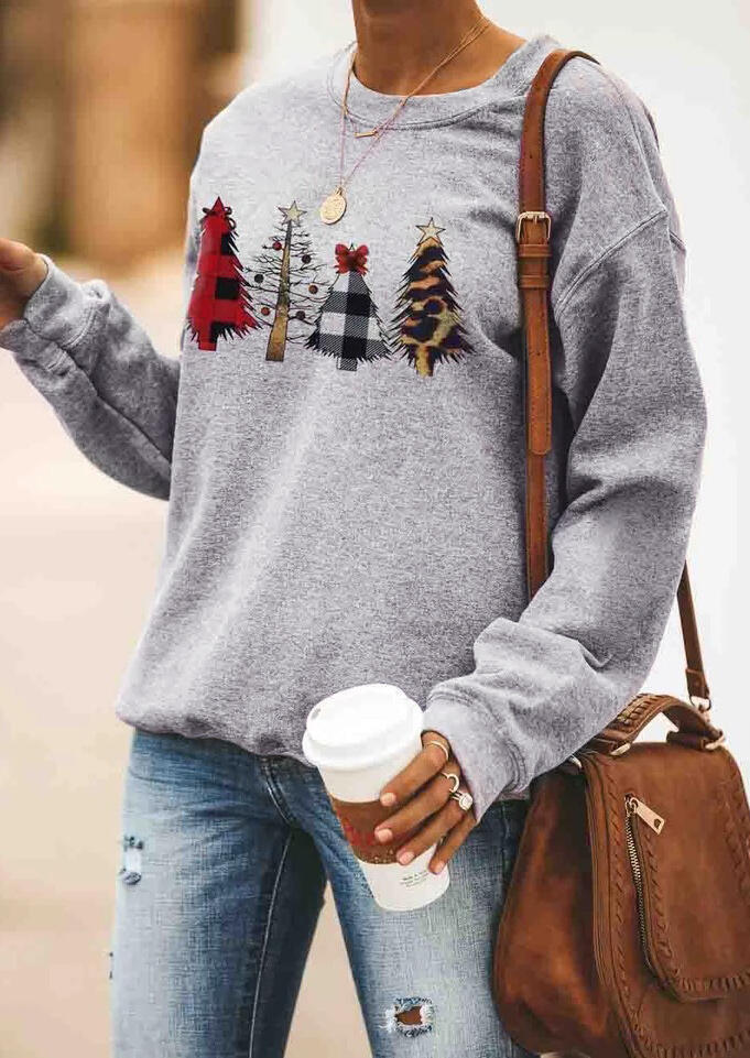      ChristmasTreePatternPrintedRoundNeckLongSleevePulloverSweatshirt-Veeddydropshipping-2