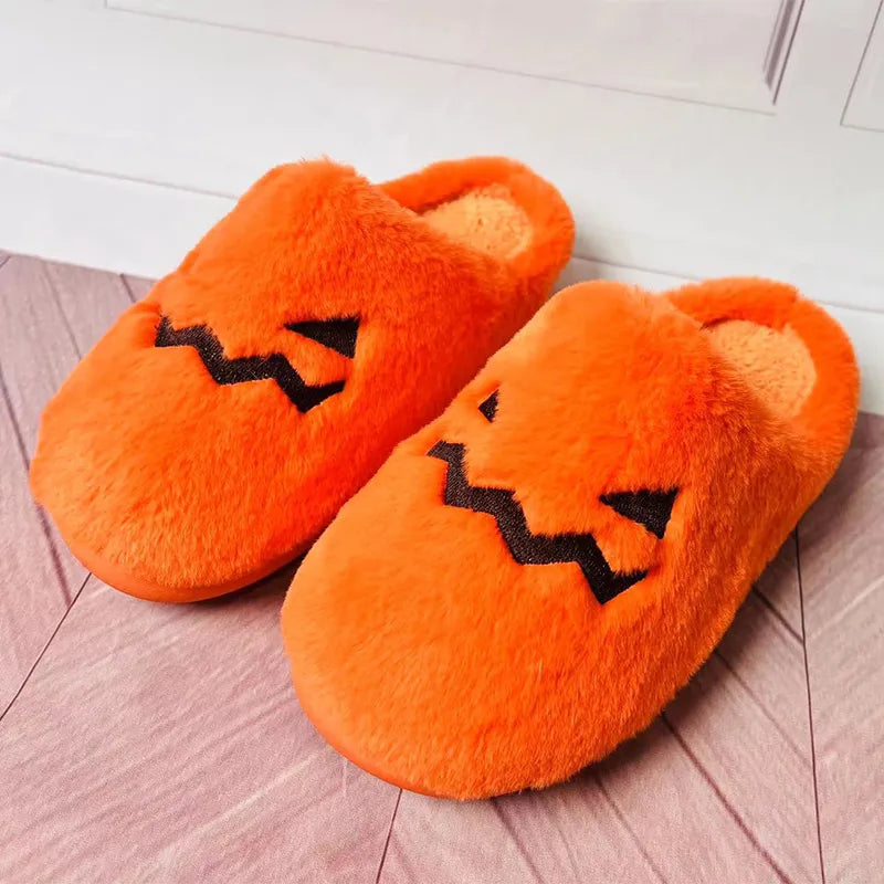 CuteHalloweenPumpkinSlippersWinterWarmPlush-Veeddydropshipping-1