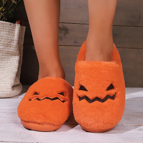 CuteHalloweenPumpkinSlippersWinterWarmPlush-Veeddydropshipping-4