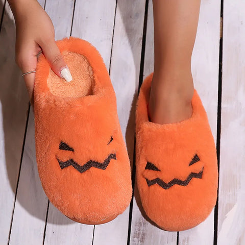 CuteHalloweenPumpkinSlippersWinterWarmPlush-Veeddydropshipping-5