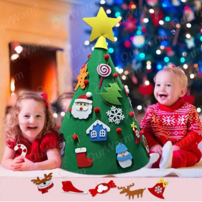       DIYFeltChristmasTreeStereoscopicChristmasTreeHangingChildrenPuzzle-Veeddydropshipping-6