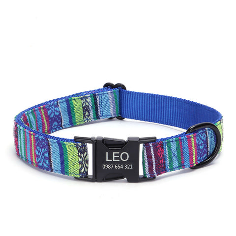    EngravedMetalBuckleBohemianStripePlaidPetCollar-Veeddydropshipping-10