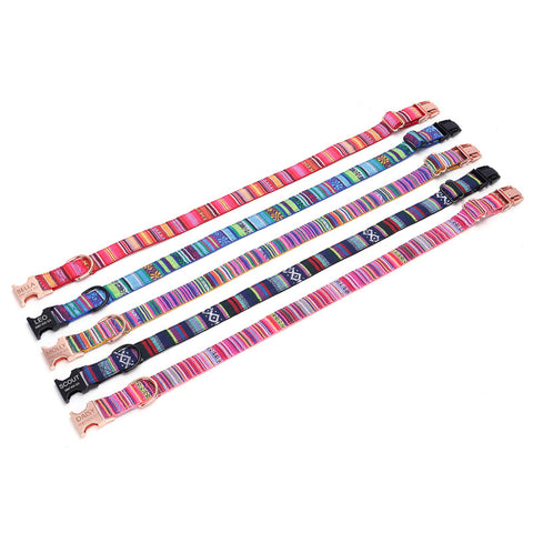    EngravedMetalBuckleBohemianStripePlaidPetCollar-Veeddydropshipping-5