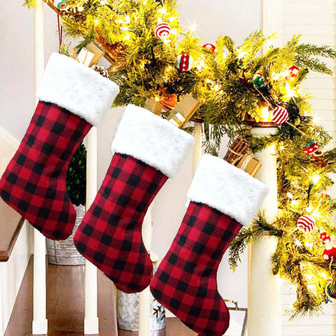    GinghamChristmasStockingGiftBagDoorHangingChristmasDecoration-Veeddydropshipping-1