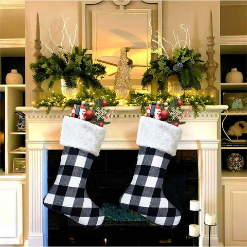     GinghamChristmasStockingGiftBagDoorHangingChristmasDecoration-Veeddydropshipping-7